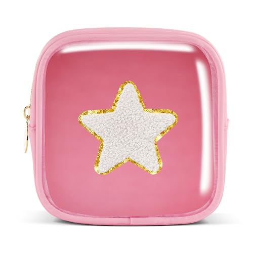 Pocmimut Make-up-Tasche, personalisierbar, Reise-Kulturbeutel, trendiges Geschenk für Zwillings- und Teenager-Mädchen, Freundin, Lehrer und Mutter, Mini-Pink, Mini, Stern von Pocmimut