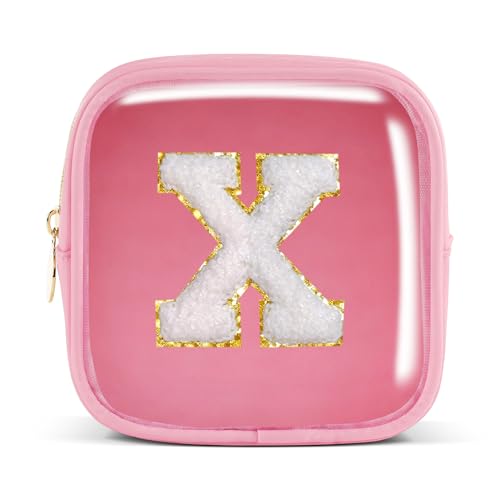 Pocmimut Make-up-Tasche, personalisierbar, Reise-Kulturbeutel, trendiges Geschenk für Zwillings- und Teenager-Mädchen, Freundin, Lehrer und Mutter, Mini-Pink, Mini, X von Pocmimut