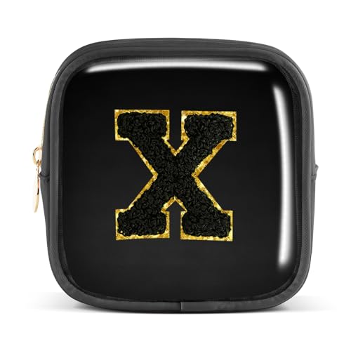 Pocmimut Personalisierte Make-up-Tasche, Kosmetiktasche, Kulturbeutel für Mutter, Frau, Lehrer, 18. Geburtstag, Geschenk für Mädchen, A, Mini-Schwarz, Mini, X von Pocmimut