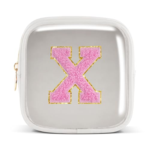 Pocmimut Personalisierte Make-up-Tasche, Kosmetiktasche, Kulturbeutel für Mutter, Frau, Lehrer, 18. Geburtstag, Geschenk für Mädchen, A, Mini-Weiß, Mini, X von Pocmimut