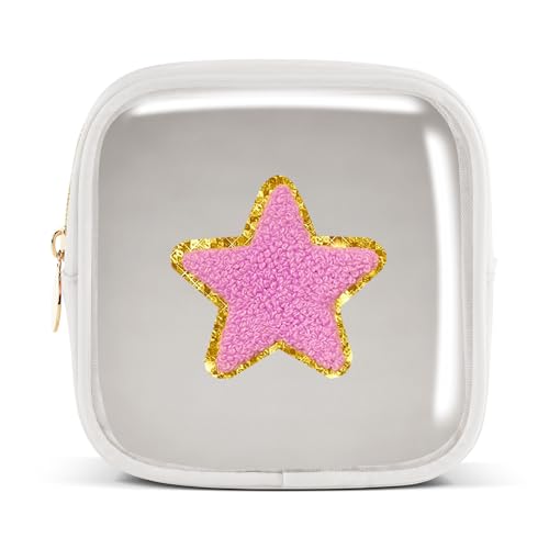 Pocmimut Personalisierte Make-up-Tasche, Kosmetiktasche, Kulturbeutel für Mutter, Frau, Lehrer, 18. Geburtstag, Geschenk für Mädchen, A, Mini-Weiß, Mini, Stern von Pocmimut