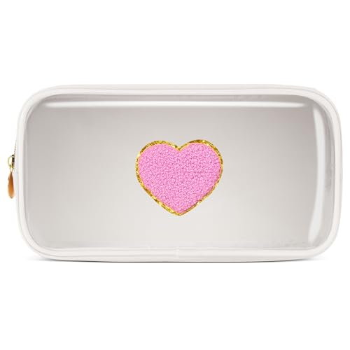 Pocmimut Make-up-Tasche, personalisierbar, Reise-Kulturbeutel, trendiges Geschenk für Zwillings- und Teenager-Mädchen, Freundin, Lehrer und Mutter, kleinweiß, Small, Liebe von Pocmimut