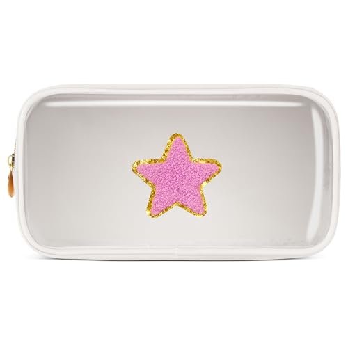 Pocmimut Make-up-Tasche, personalisierbar, Reise-Kulturbeutel, trendiges Geschenk für Zwillings- und Teenager-Mädchen, Freundin, Lehrer und Mutter, kleinweiß, Small, Stern von Pocmimut