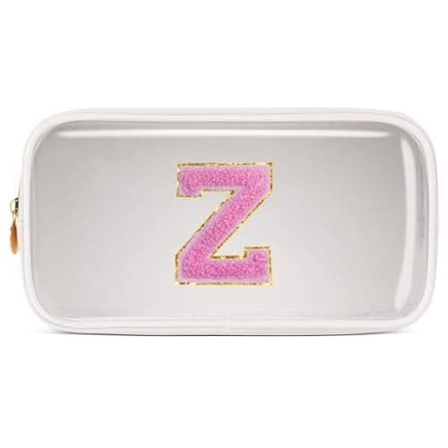 Pocmimut Make-up-Tasche, personalisierbar, Reise-Kulturbeutel, trendiges Geschenk für Zwillings- und Teenager-Mädchen, Freundin, Lehrer und Mutter, kleinweiß, Small, Z von Pocmimut