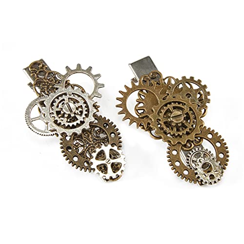 2 Stück Haarspange Punk Gear Decors Form Entenschnabel Haarnadel Metallic Feeling Haarspange für Halloween Haarnadeln für Jugendliche von Pocoiau