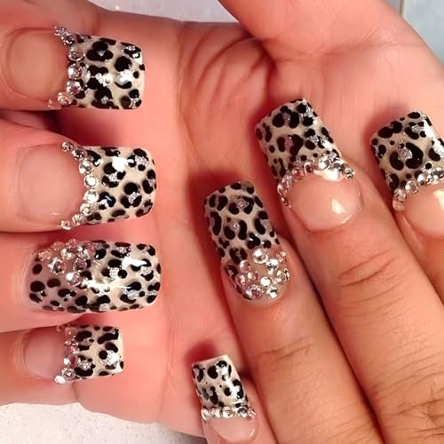 24 Stück Quadratische Nägel Zum Aufdrücken Glänzende Designs Französische Künstliche Nägel Künstliche Acrylnägel Künstliche Nägel Kleber Auf Den Nägeln Für Frauen von Pocoiau