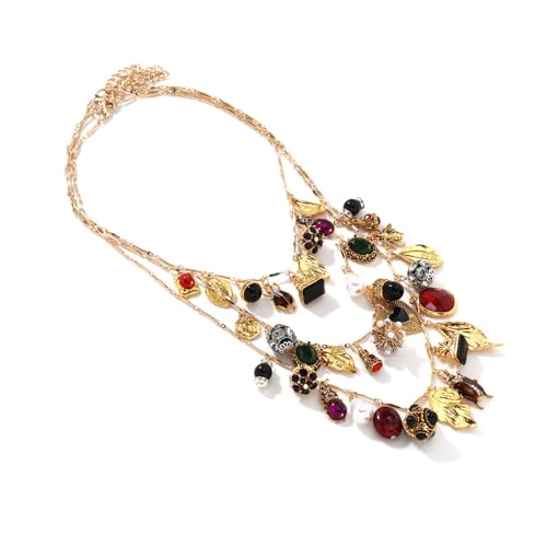 Aufwendige, handgewebte Halskette, stilvolle mehrlagige Halskette mit Herzblatt und Details für den täglichen Gebrauch, Verabredungen und Partys von Pocoiau