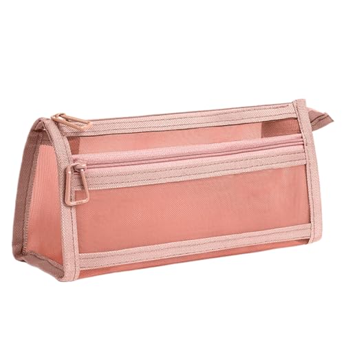 Doppelschichtiges Netz-Federmäppchen, Stiftetasche, großes Fassungsvermögen, transparenter Schreibtisch-Organizer, transparente Netztasche für Studenten, B von Pocoiau