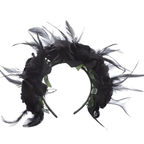 Dünnes seitliches Stirnband mit Kunstblumen, Halloween-Haarreifen, modisch, für Hochzeit, Party, Frisur, Kopfbedeckung, leicht Dünnes seitliches Stirnband mit Kunstblumen, Halloween-Haarreifen, modisch, für Hochzeit, Party, Frisur, Kopfbedeckung, leicht von Pocoiau