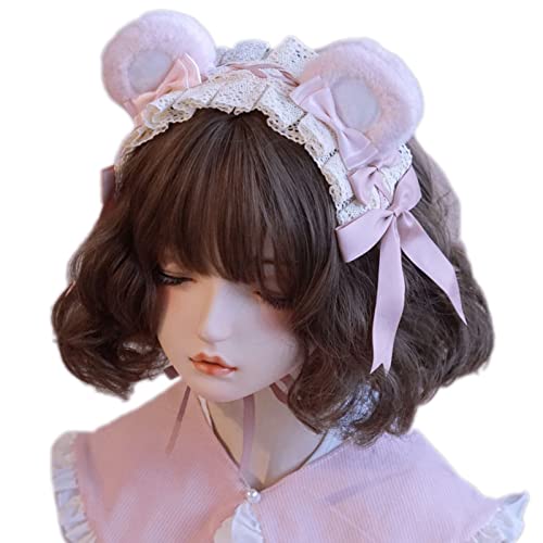 Eleganter, plissierter Haarreif mit Spitze, Schleife, für Halloween, Party, Bär, Ohr, Stirnband für Teenager Eleganter, plissierter Haarreif mit Spitze, Schleife, für Halloween, Party, Bär, Ohr, Stirnband für Teenager von Pocoiau