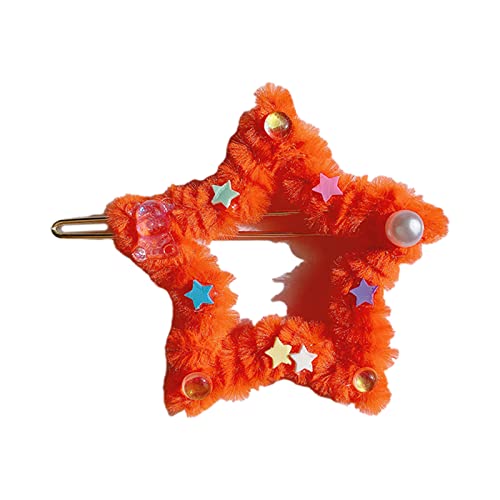 Haarspangen in Sternform, Plüsch-Stern-Haarspange mit Kunstperlen, Haarspangen für Damen von Pocoiau
