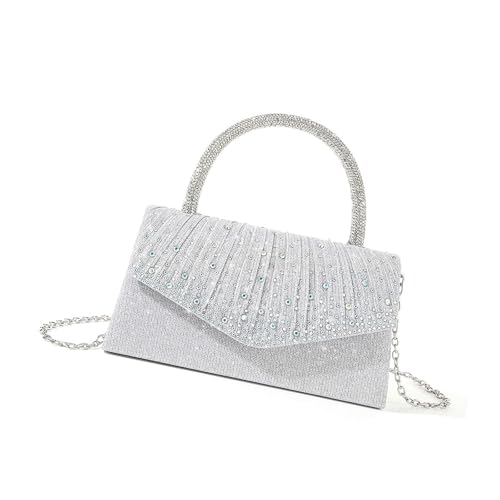 Luxuriöse Abendtasche Mit Strasssteinen Zarte Kette Plissierte Handtasche Schultertasche Für Hochzeitsfeiern Und Feiern von Pocoiau