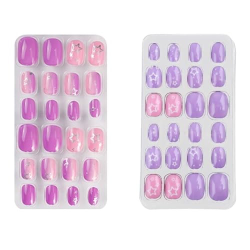 Nägel Mit Vollständiger Abdeckung Tipps Zum Aufdrücken Der Nägel Für Kinder Einfaches Muster Künstliche Nägel Nagelkunst Set Kurze Quadratische Nägel Vollständige Abdeckung von Pocoiau