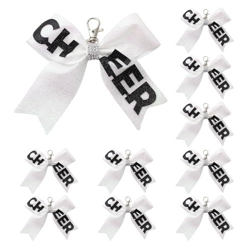 Packung Von 10 Cheerleader Schlüsselanhagen Eleganter Cheer Bowknot Keyrings Glitzer Anhänger Für Teen Mode Liebhaber von Pocoiau