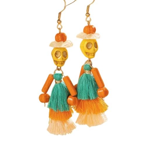 Perlen Quastenschädel Ohrringe Rose Ohrringe Holiday Party Legierung Harz Für Feierlichkeiten Rose Quasten Quasten von Pocoiau