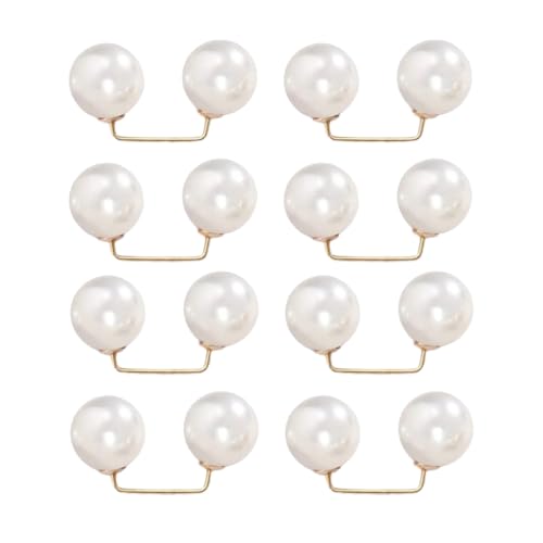 Pocoiau 8 Stück künstliche Perlen Jeans Taillenspanner Kleidung Pin Cardigan Kragen Clip für Hosen Hosen Kleid, 1.2x1.2, Metall von Pocoiau