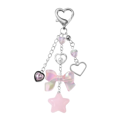 Pocoiau Bows Star Heart Keychain Ästhetische Schlüsselbundzubehör Autos Schlüsselringe Geldbeutel Handtasche Rucksackbeutel Reiz Für Frauenbeutel Charme Für Handtaschen von Pocoiau
