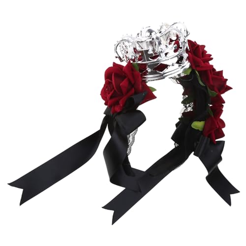 Pocoiau Haarreif für Damen, Roe Heep Horn, Blume, Spitze, für Halloween-Party, kreatives Gothic-Haar-Accessoire Pocoiau Haarreif für Damen, Roe Heep Horn, Blume, Spitze, für Halloween-Party, kreatives Gothic-Haar-Accessoire von Pocoiau