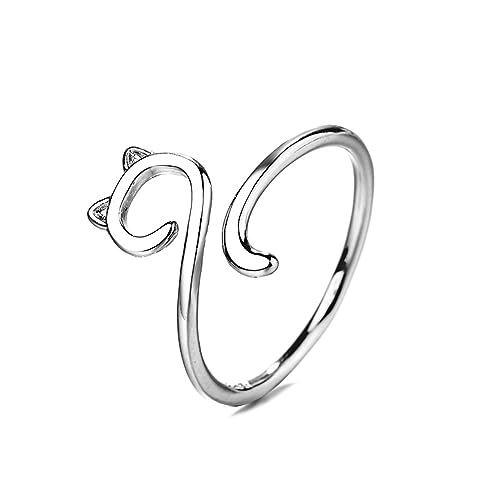 Pocoiau Katze Einstellbare Ringe Silber Open Finger Tierring Schmuck Für Frauen Zierlich Häkelring Für Anfänger Einzigartiger von Pocoiau