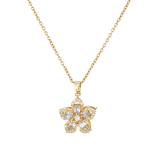 Pocoiau Mädchen Herz Rotierend Bauhinia Zirkon Halskette Weibliche Temperament Temperament Kollarbone Kette Koreanisch Einstellbare Nackenkette Verstellbares Schlüsselbein von Pocoiau