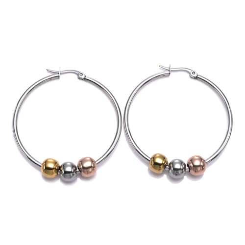 Pocoiau Mode Ohrhörer Mit Kugeln Stilvolle Metallkreise Ohrringe Schmücken Elegante Runde Ohr Reifen Accessoire von Pocoiau