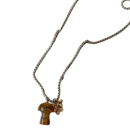 Pocoiau Modefleckte Tierstein Halskette Stilvoller Pilzanhänger Halskette Trendy Und Natur Inspirierte Halskette von Pocoiau