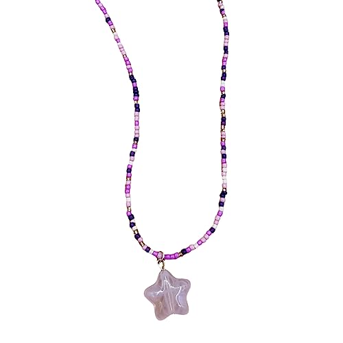 Pocoiau Modische fünfzackige Stern-Perlen-Halskette, kurzer Choker, Schmuck, Anhänger, Halskette, Perlen für Frauen und Mädchen von Pocoiau