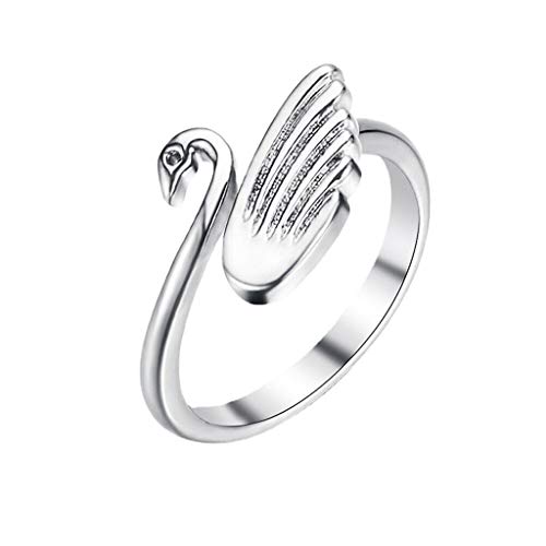 Pocoiau Trendy Schwanenbandring Verstellbarer Fingerring Häkelschleifen Schwan Open Schmuck Dekoration Versprechen Geschenk von Pocoiau