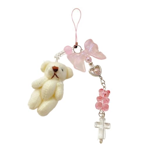 Süßer Schleife, Bär, Herz, Charm-Anhänger, Kette, Handyriemen, Taschenanhänger, Dekoration, für Schlüssel, Tasche, Geldbörse Süßer Schleife, Bär, Herz, Charm-Anhänger, Kette, Handyriemen, Taschenanhänger, Dekoration, für Schlüssel, Tasche, Geldbörse von Pocoiau
