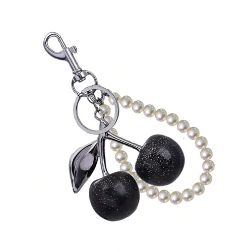 Tragbarer Kirschen-Schlüsselanhänger, Handarbeit, Kirschen, Taschenanhänger mit Perlen-Charm, verbessert Mode-Statement von Pocoiau