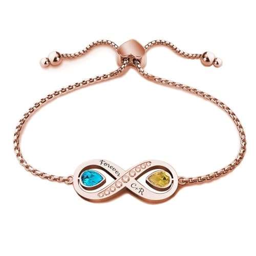 Poening Unendlichkeit Armbänder mit Gravur Frauen Personalisierter Schmuck Muttertag Armbänder Damen Gold mit Herz Personalisierte Geschenke Mama Geburtstag (Rosengold) von Poening