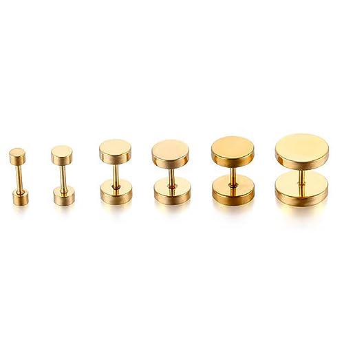 6 flache runde Barbell-Plug-Ohrstecker aus 316 chirurgischem Edelstahl, 3 mm - 12 mm, für Herren und Damen, Unisex, Small, Edelstahl, Kein Edelstein 6 flache runde Barbell-Plug-Ohrstecker aus 316 chirurgischem Edelstahl, 3 mm - 12 mm, für Herren und Damen, Unisex, Small, Edelstahl, Kein Edelstein von Poetic Dove