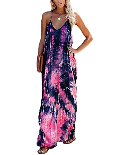 Poetsky Lässiges Maxi-Strandkleid für Damen, V-Ausschnitt, ärmellos, fließend. Taschen, lockere Passform, Groß von Poetsky