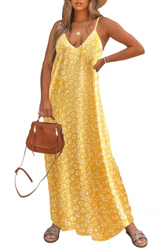 Poetsky Lässiges Maxi-Strandkleid für Damen, V-Ausschnitt, ärmellos, fließend. Taschen, lockere Passform, Mittel von Poetsky