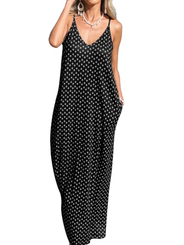 Poetsky Lässiges Maxi-Strandkleid für Damen, V-Ausschnitt, ärmellos, fließend. Taschen, lockere Passform, XX-Large von Poetsky