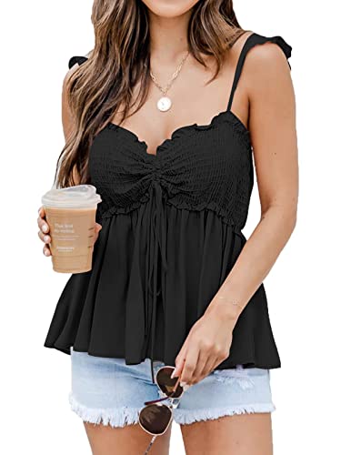 Poetsky Sommer-Strand-Tanks für Damen, sexy Ausgeh-Top, niedliches Schößchen, Babydoll-Shirt, Schwarz, X-Groß Poetsky Sommer-Strand-Tanks für Damen, sexy Ausgeh-Top, niedliches Schößchen, Babydoll-Shirt, Schwarz, X-Groß von Poetsky