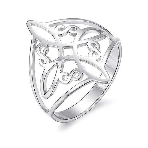Poevic Hexenknotenring für Damen, Edelstahl, geometrischer Stil, Hexerei, keltischer Knoten, Ring, elegant, schick, irischer keltischer Knoten, Vintageschmuck, Metall, Wickelfassung Poevic Hexenknotenring für Damen, Edelstahl, geometrischer Stil, Hexerei, keltischer Knoten, Ring, elegant, schick, irischer keltischer Knoten, Vintageschmuck, Metall, Wickelfassung von Poevic