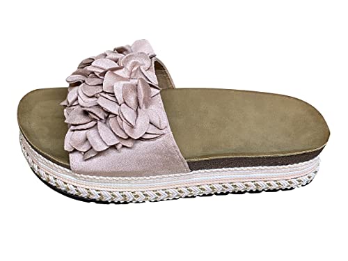 Damen Sandalen Pantoletten Plateau Sommer Schlappen Sandaletten Blume TL891– Rosa 38 von Pogolino