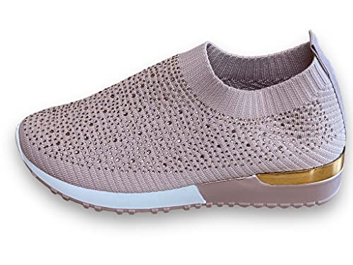 Pogolino Damen Sneakers Glitzer Slip On Sportschuhe Laufschuhe Freizeitschuhe (6619 Rosa 39) von Pogolino