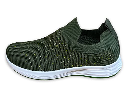 Pogolino Damen Sneakers Glitzer Slip On Sportschuhe Laufschuhe Freizeitschuhe (Grün 39) von Pogolino