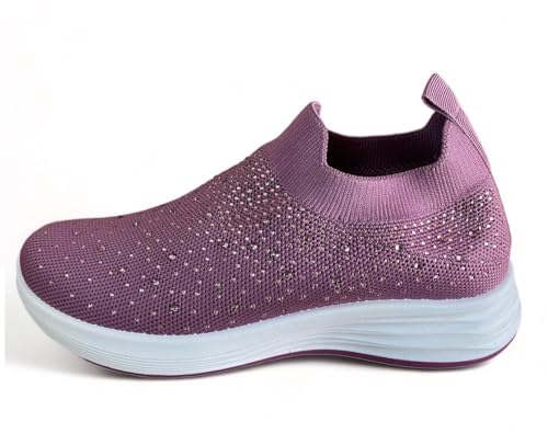 Pogolino Damen Sneakers Glitzer Slip On Sportschuhe Laufschuhe Freizeitschuhe (Lila 36) von Pogolino