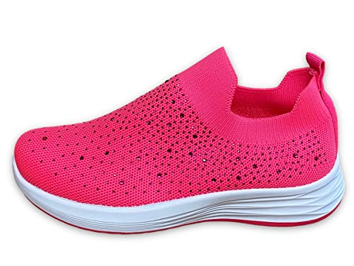 Pogolino Damen Sneakers Glitzer Slip On Sportschuhe Laufschuhe Freizeitschuhe (Pink 40) von Pogolino