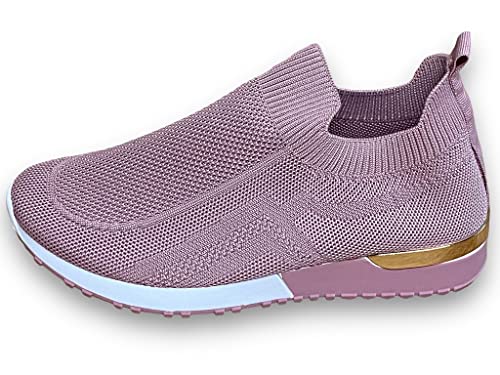 Pogolino Damen Sneakers Slip On Laufschuhe Turnschuhe Freizeitschuhe (6101 Rosa 36) von Pogolino