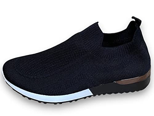 Pogolino Damen Sneakers Slip On Laufschuhe Turnschuhe Freizeitschuhe (6101 Schwarz 38) von Pogolino