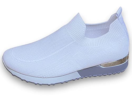 Pogolino Damen Sneakers Slip On Laufschuhe Turnschuhe Freizeitschuhe (6101 Weiß 40) von Pogolino