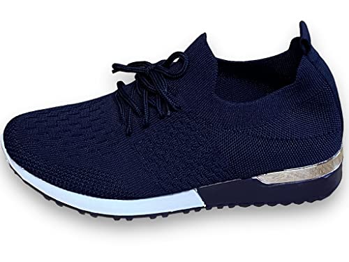 Pogolino Damen Sneakers Slip On Laufschuhe Turnschuhe Freizeitschuhe (6102 Dunkelblau 36) von Pogolino