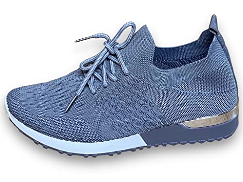 Pogolino Damen Sneakers Slip On Laufschuhe Turnschuhe Freizeitschuhe (6102 Grau 38) von Pogolino