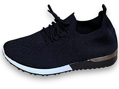 Pogolino Damen Sneakers Slip On Laufschuhe Turnschuhe Freizeitschuhe (6102 Schwarz 36) von Pogolino