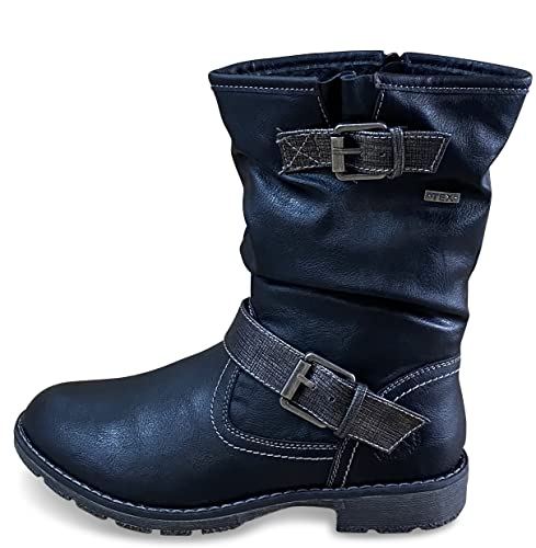 Pogolino Damen Stiefel warm gefüttert Stiefeletten Boots Winter Herbst ST01 Schwarz 37 von Pogolino