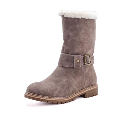 Pogolino Damen Stiefel warm gefüttert Stiefeletten Boots Winter Herbst ST8 Braun 41 von Pogolino